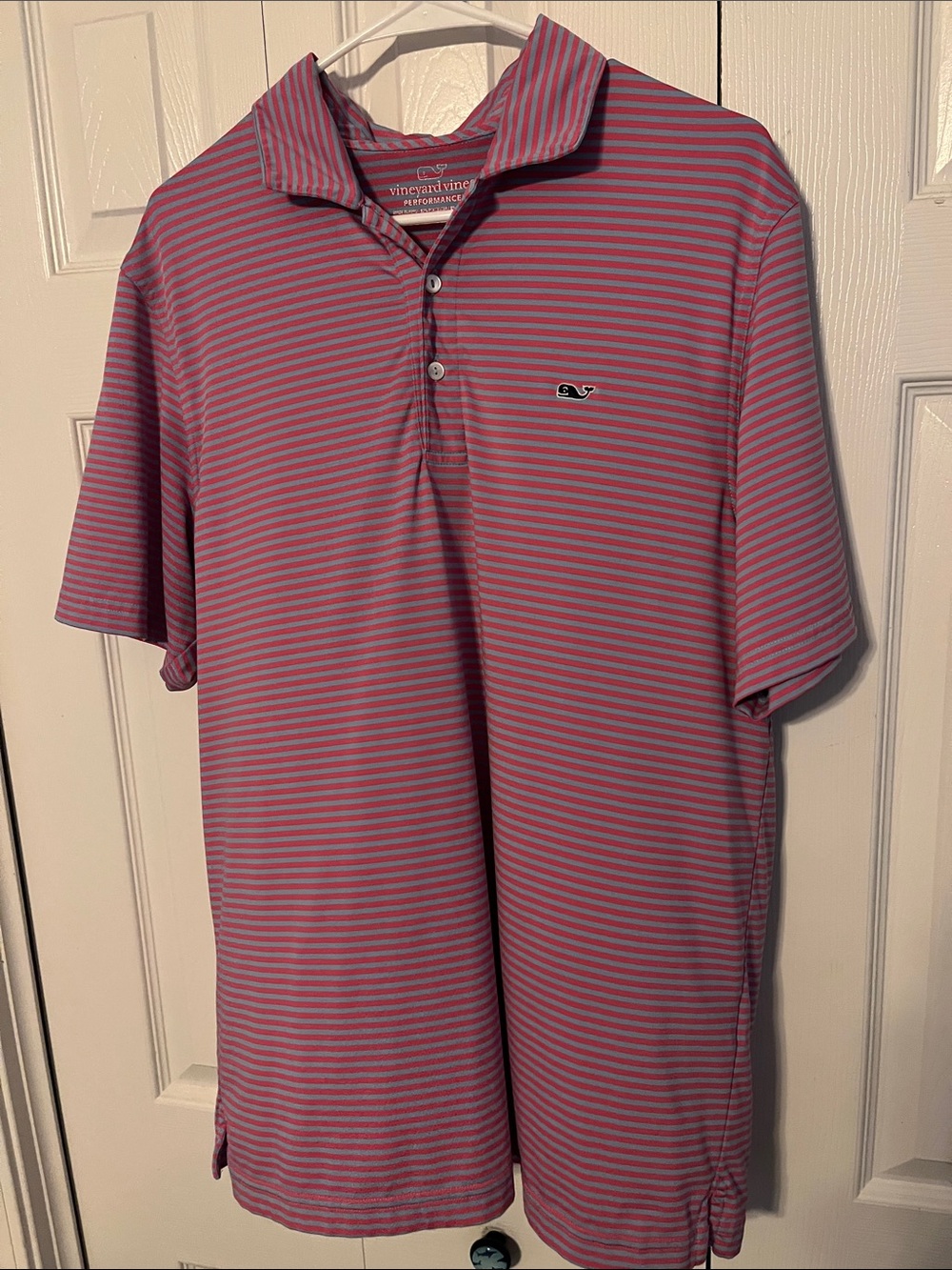 Vineyard Vines Pink and Blue Striped Golf Polo